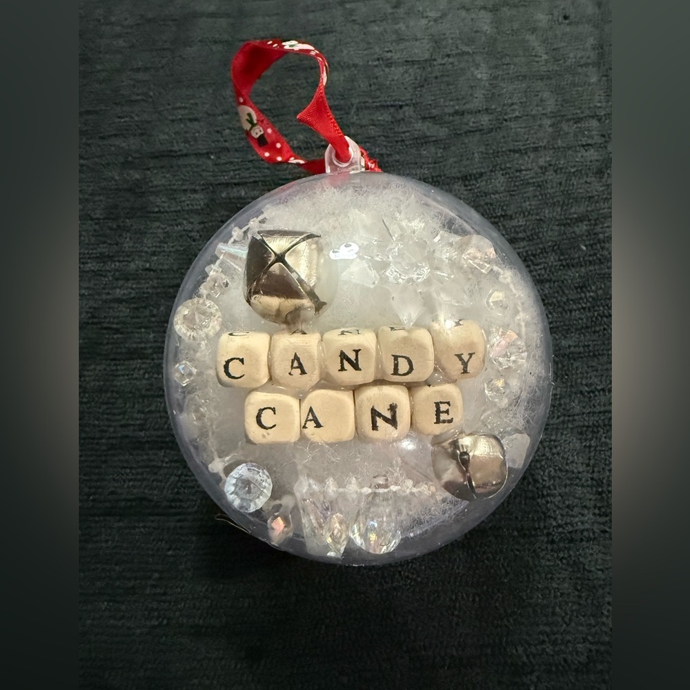 Charming Holiday Candy Cane Ornament with Red Ribbon